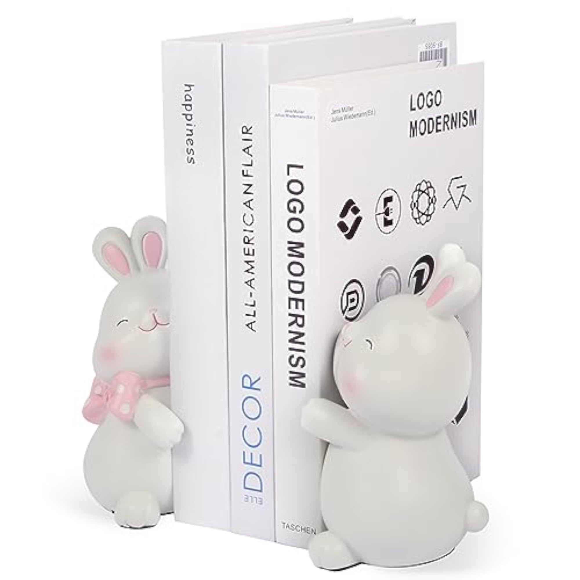 Cute Rabbit Bookends, Decorative Kids Bookends for Shelves