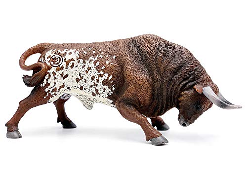 Deqube - Toro Bravo Salinero Embistiendo Marrón y Blanco - Figura Coleccionable - Tamaño 15x8x4 cm - Modelo 90110107