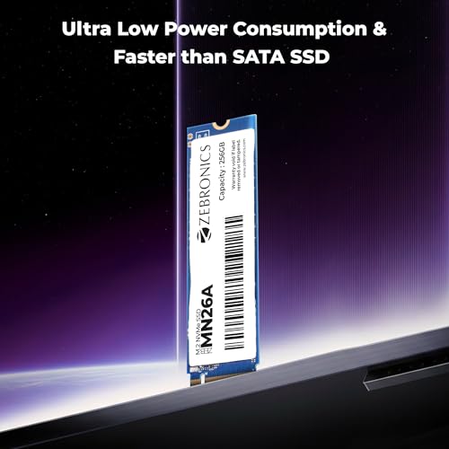 Image of Zebronics 256GB M.2 NVMe SSD, 2280 Form Factor, 2200MB /s Read & 1600MB /s Write, Faster Than SATA SSD, High Performance Storage, Low Power Consumption, Silent Operation, S.M.A.R.T Support (MN26A)