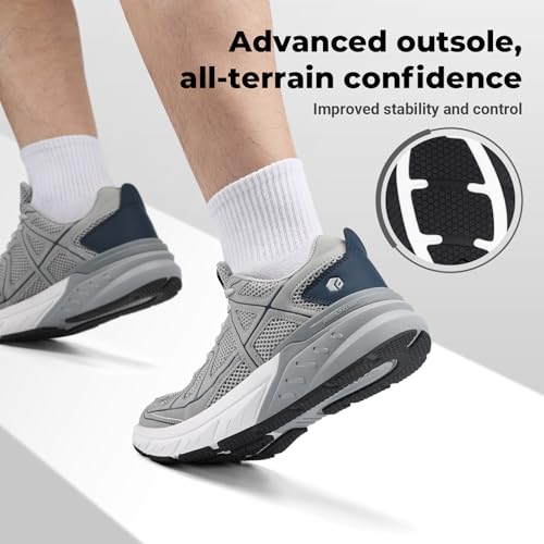Image of FitVille Mens Walking Shoes Wide Width Thicker Cushioning Sneakers Extra Wide Shoes for Men Bouncy Shoes Non Slip Workout Gym Athletic Sneakers