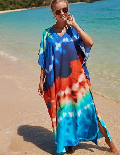 Image of NFVNKJ Women's Plus Size Beach Lounge Kaftan Maxi Dress Swimsuit Coverup for Women