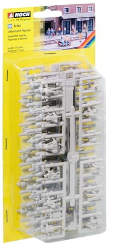 NOCH® Unbemalte Figuren, 72 Stück Modellbau-Figuren bemalbar H0 perfekt für Dioramen Modellbahn