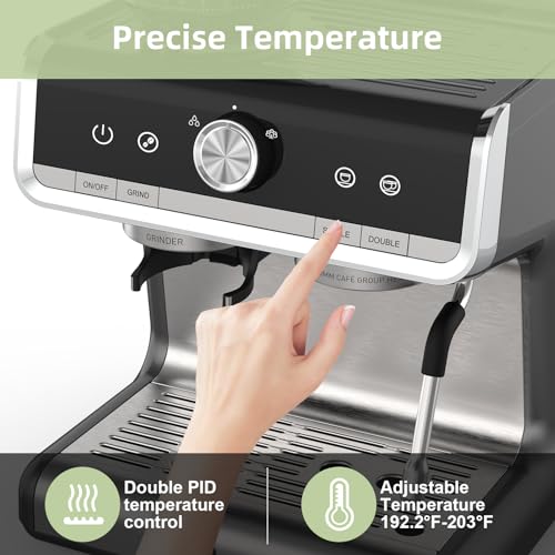 GarveeTech - Premium-Kaffeemaschine mit 2,8 l Wassertank, 1450 W, Espressomaschine mit 20 Riegel und Fother-Milch, Barista-Set, perfekt für Cappuccino, Latte und Macchiatos 6 GarveeTech - Premium-Kaffeemaschine mit 2,8 l Wassertank, 1450 W, Espressomaschine mit 20 Riegel und Fother-Milch, Barista-Set, perfekt für Cappuccino, Latte und Macchiatos