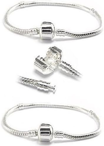 Two Silver Plated Charm Bracelets - Pandora Charms & Beads Compatible