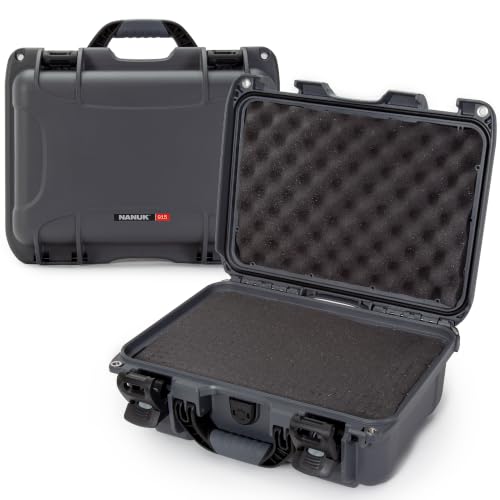 Image of NANUK 915 Hard Case with Cubed Foam - Compact Waterproof Travel Camera Hard Case with Padded Dividers, 13.8 inch x 9.3 inch x 6.2 inch - Dustproof and Impact Resistant, Airline Carry-On Approved - Graphite