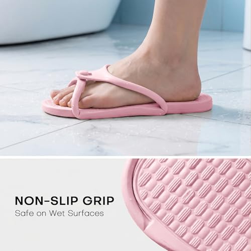 VEATNIE Flip Flops for Women Men Shower Shoes Foldable Beach Sandals Travel Slippers for Women Lightweight Anti-Slip Quick Drying FOLD1689-pink-39 — view 4