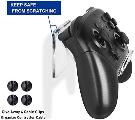 OAPRIRE Game Controller Wall Mount Holder Stand (4 Pack) for Xbox ONE PS4 PS5 STEAM Switch PC, Universal Gamepad Controller Accessories with 4 Cable Clips - Create Exclusive Game Fortresses - Clear