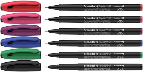 Schneider Topliner 967 Fineliner (Strichstärke 0,4 mm) 6er Etui sortiert