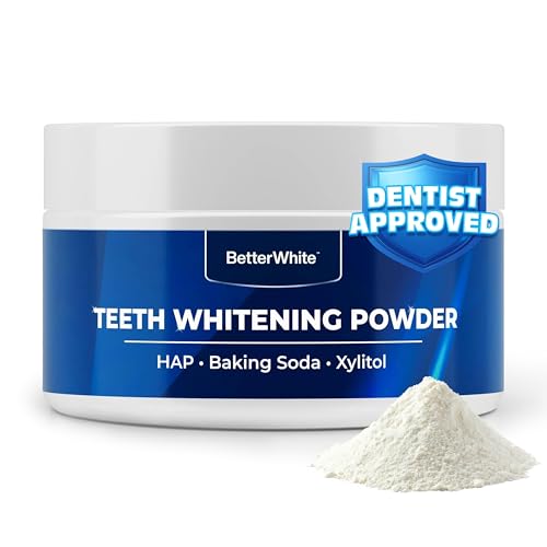 BetterWhite Teeth Whitening Powder - Dentist-Approved & Enamel-Safe | 6 Month Supply | Tea, Coffee, Wine & Smoking Stain Remover | Non-Sensitive Formula | Peroxide-Free | HAP, Baking Soda & Xylitol
