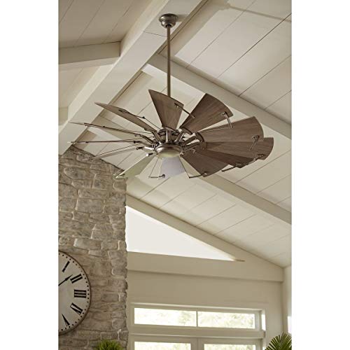 Image of Progress Lighting Springer Collection DC Motor Farmhouse Windmill Ceiling Fan, Antique Nickel, 12-Blade (60 inch W x 17-3 /8 inch H) P250000-081