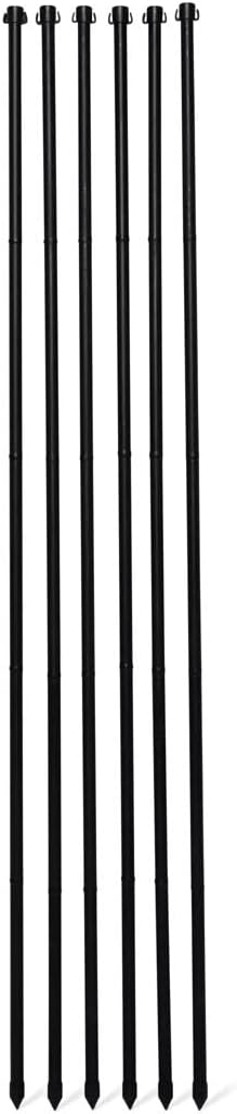Black Polyethylene-Coated Steel Garden Fence Stakes Set of 6