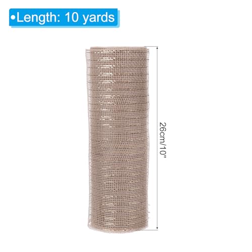 PATIKIL 1pcs Deco-Mesh, 10 Inch x 10 Yard Deco-Mesh Ribbon Roll Foil Metallic for Christmas Tree Wreaths Decoration,Brown Gold - Image 2