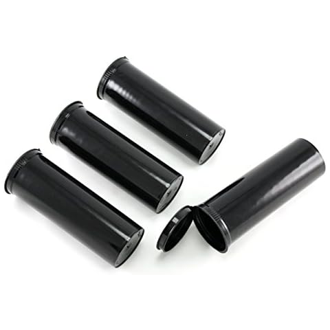 Skyway Smell Proof Container Stash Box Odor Sealing Jar - Waterproof - Airtight - Vial Bottle with Child Resistant Squeeze Top Cap 7.5 OZ 60 Dram - Set of 4 (Black) Cover