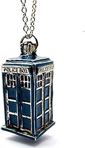 David Tenant Matt Smith Police Box Tardis Pendant Necklace (Blue-3D)