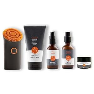 Dogface Men’s Skincare Set- Technobrush, Electric Facial Brush, Wakeup Gel Face Wash to Hydrate Skin, Day Boom, Night Boost Retinol Serum, Eye Cream