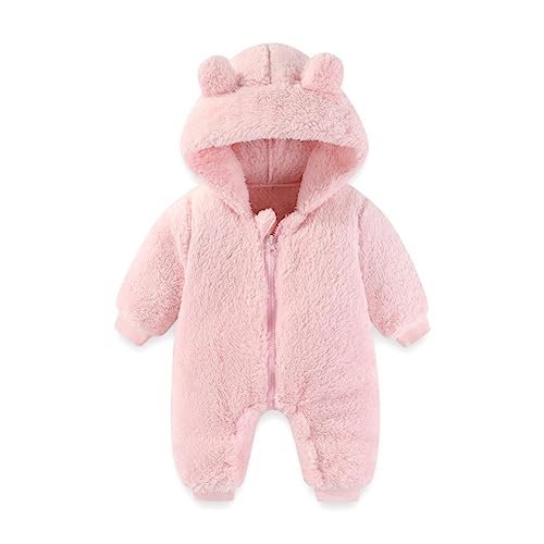 Image of UVIPC Baby Newborn Bear Outfit Fleece Snowsuit Winter Clothes Hooded Jumpsuit Romper for Baby boy girl