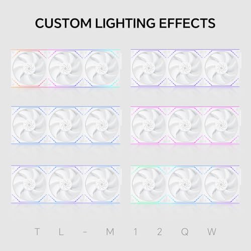 Image of Thermalright TL-M12QW 120mm ARGB Case Fan, Daisy-Chain | 1500RPM | Silent Computer Fan with Infinite Mirrors on Both Sides(White) | Clean Daisy Chain Wiring, PWM /ARGB Sync, Infinity Mirror Lighting