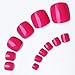 LuckForever Short Press on Toenails 240pc Glossy Neon Pink Press on Toenails Short Square Fake Toe nails Full Cover 10 Nail Adhesive Tabs,Small Wooden Sticks & Nail Files False Toenails for Women
