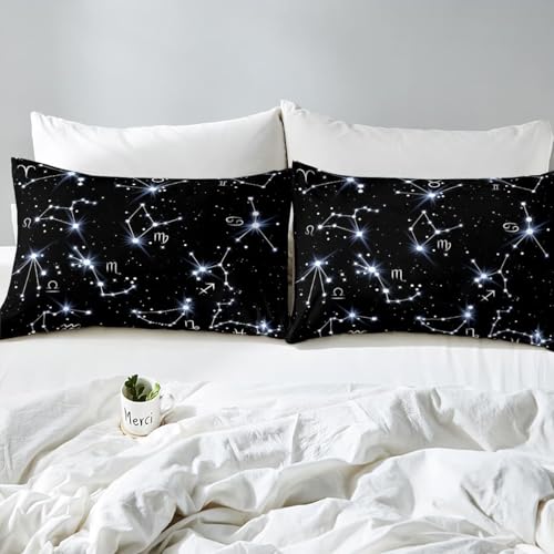 Homemissing Single Decoration Galactic Duvet Cover Constellation Theme Bohemian Duvet Cover Children's Space Flash Bedding Set Astronomy Astrology Decoration - Image 4