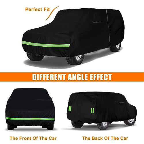 Image of Waterproof Car Covers Replace for 1978-1996 Ford Bronco, 6 Layers All Weather Custom-fit Car Cover with Zipper Door & Windproof Bands for Snow Rain Dust Hail Protection