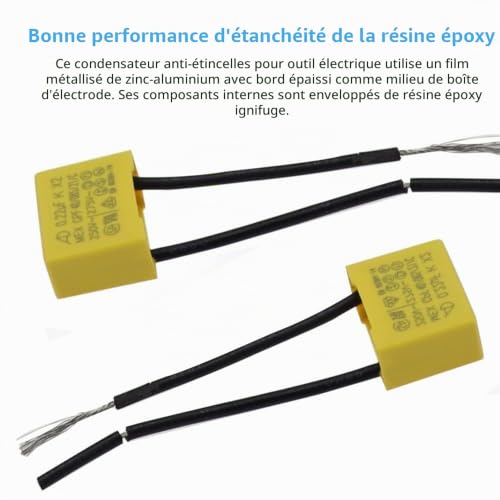 BouGPeng 2 Condensateur Polypropylène 0.22uf 275V X2 Condensateur Sécurité – vue 4