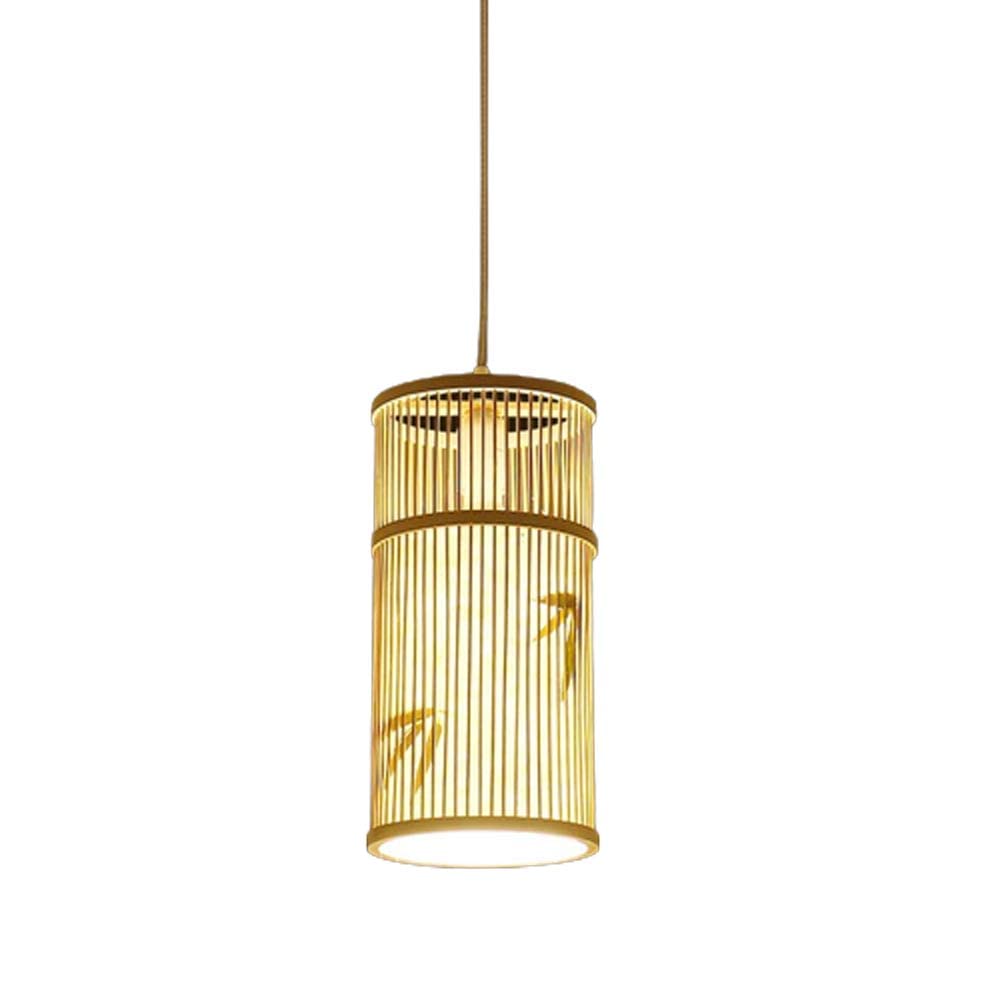 Lámpara de bambú con pantalla tejida E27 para una iluminación difusa y acogedora 6