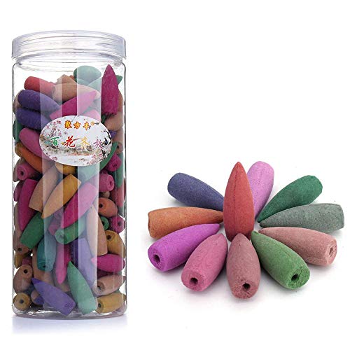 168 Pcs Backflow Incense Cones Natural Smoke Various Scents Sandalwood Rose Lemon Sakura Ocean Lavender Incense Cone, Backflow Incense Burners. (Mix flowers scent) Cover