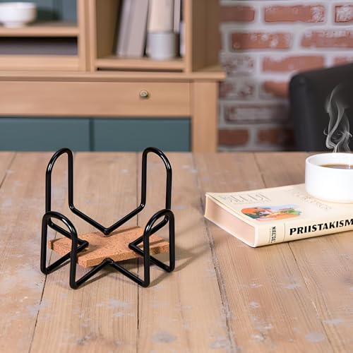 2Pcs Black Iron Coaster Holder Metal Storage Rack Coasters Shelf for Both Round and Square Coasters, Bar Bar Tools(4.40 X 4.40 X 2.48in)