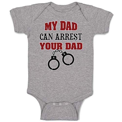 Image of Cute Rascals Baby Bodysuit My Dad Can Arrest Your Dad Police Cop Law Enforcement Boy & Girl Baby Clothes Funny Cotton Oxford Gray Design Only Newborn