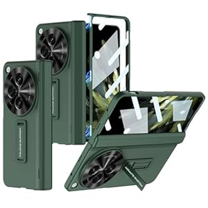 Miimall for Oneplus Open Case with Screen Protector, Built-in Adjustable Kickstand & Magnetic Hinge Protection All-Inclusive Protective Case for Oneplus Open 2023 (Green)