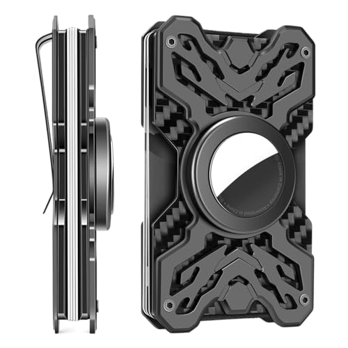 Minimalist Wallet for Men with Airtag Holder - RFID Wallets Slim Card Holder with Money Clip Gifts for Men (Black)