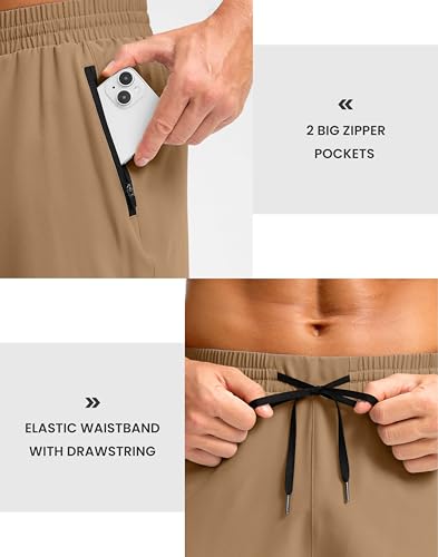 Image of Pudolla Men's Running Gym Shorts with Zipper Pockets 5 inch /7 inch / Lightweight Quick Dry Running Workout Athletic Short