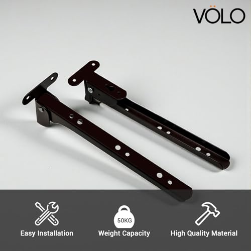 Image of Volo Heavy Duty 9-Inch Foldable Shelf Bracket - Folding Table Bracket with Fittings for Steel Tables, (Color: Cherry) (1 Set)