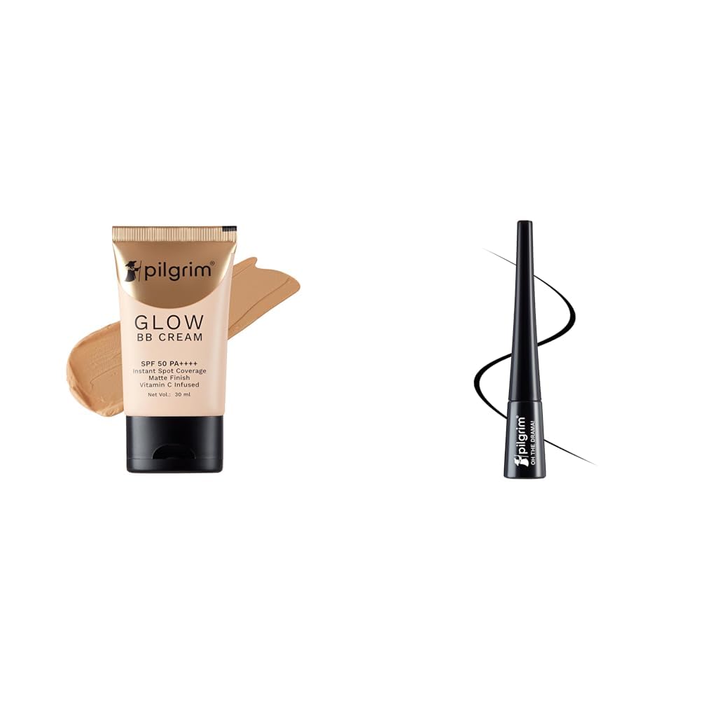 Pilgrim Honey Glow 3-In-1 Natural Bb Cream Medium Coverage For All Skin Types Spf 50 Pa++++ With Niacin & Black Scandal Eyeliner Pencil Intense Matte Finish Smudge Proof Pencil Enriched With Argan Oil-picture-32