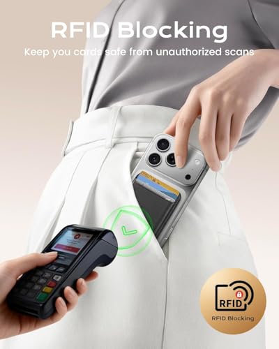 Image of KPNEOL Magnetic Mag-safe Wallet Cell Phone Card Holder for Phone Case with Mag-Safe, Stronger Magnetic RFID Leather Phone Wallet Stick on for iPhone 17 /16 /15 /14 /13 /12 Series, Black Color