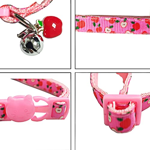 2 Pack Cat Collars Adjustable Kitten Collars with Bells Safe Quick Release Buckle Cat Collars Fruit Style Cat Collar Adjustable 19-30cm - Image 4
