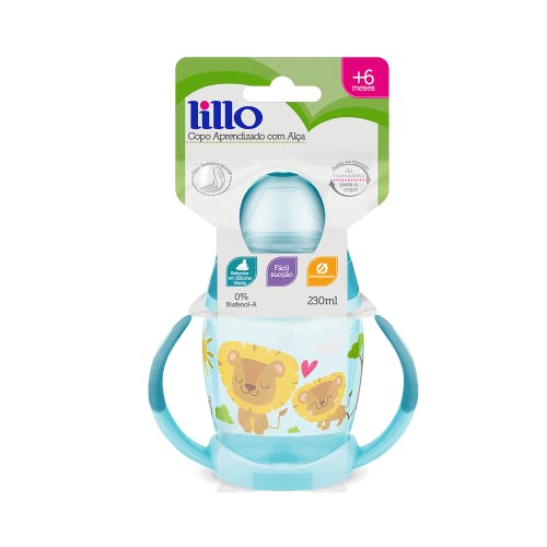 Copo Aprendizado com Alça e Bebedor Silicone - Lillo, Azul, 230 ml