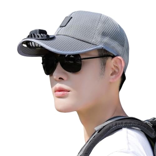 Gorra De BéIsbol con Ventilador USB Gat De BéIsbol Sombrero De Verano ProteccióN UV Gat Sun Mesh Mesh Beach Sombreros Gris