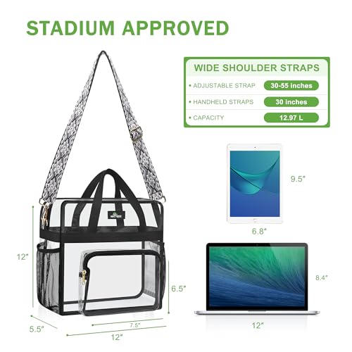 Image of MAY TREE Clear Bag Stadium Approved, Cold-Resistant, Lightweight and Waterproof, Transparent Tote Bag and Gym Clear Bag, See Through Tote Bag for Work, Sports Games and Concerts-12 x12 x6