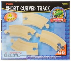 Miniatura 4 de maxim enterprise, inc. Vía curva corta, rieles de tren de madera compatibles con Thomas & Friends, Brio Train, y todos los principales juegos de