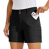 Willit Women's Golf Cargo Shorts Quick Dry Hiking Athletic Casual Summer Shorts with Pockets 5' Black 10