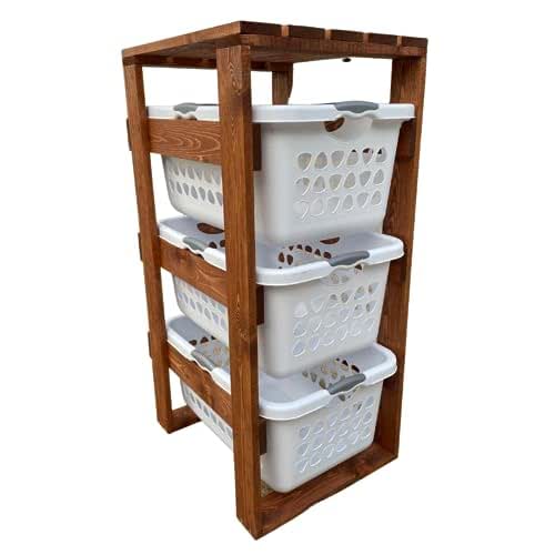 Laundry Basket Holder Storage Shelf (3 Tier, No Wheels