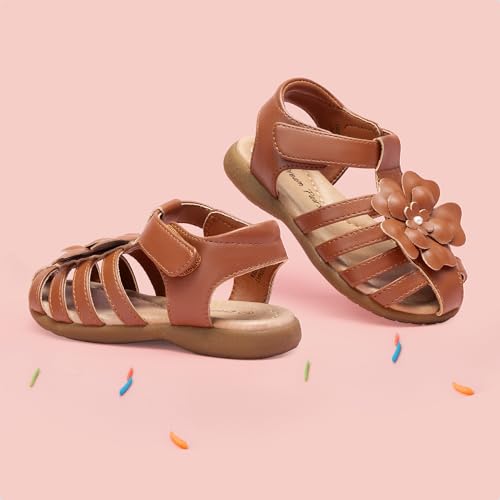 Image of DREAM PAIRS Girls Toddler /Little Kid Closed-Toe Flower Summer Dress Sandals Shoes