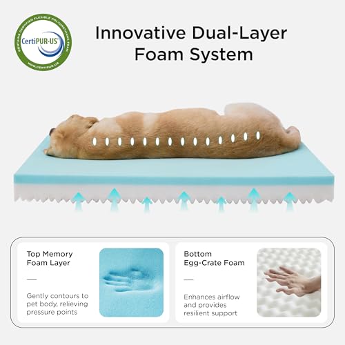 Bedsure Memory Foam Dog Bed for Small Dogs - Orthopedic Pet Beds for Crate with Removable Washable Cover and Nonskid Bottom - Plush Flannel Fleece Top Pet Mat, Grey - Image 3