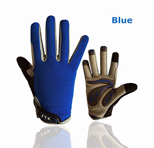 Cycling Gloves Kids Boys Girls Youth Full Finger Pair Bike Riding, Children Toddler Touch Screen Mountain Road Bicycle Warm Cold Weather Gel Padded, Color Blue Orange Age 2-11 (Blue, Small) #TOP4