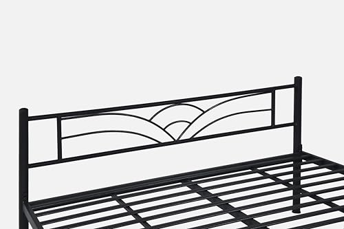 Image of Zyra Metal King Size Bed Without Storage | Wrought Iron Double Bed with Headboard & Footboard | Sturdy Powder Coated Platform Bed King Size Cot for BedroomLivingRoom Black (75x72)