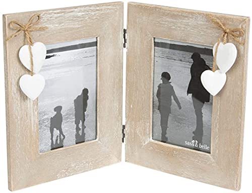 Ashley Farmhouse Double Wooden Love Standing Photo Frame Rustic Couple Boho