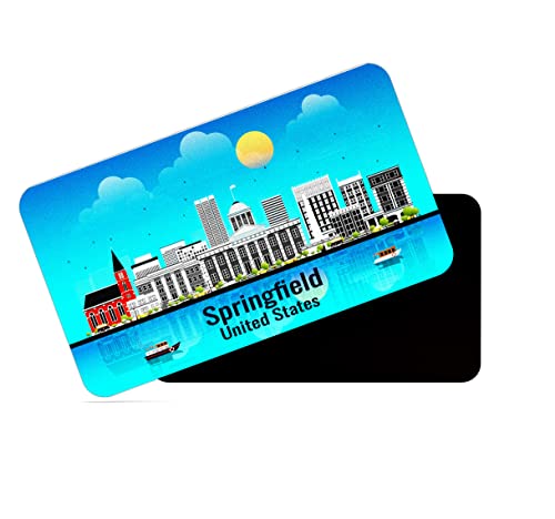 Image of dhcrafts Rectangular Rubber Fridge Magnet /Magnetic Card Blue United States Springfield Design Pack of 1 (8.6cm x 5.4cm)