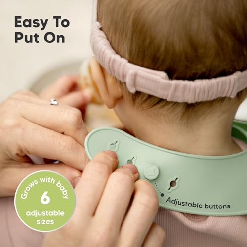 Image of KeaBabies 2-Pack Silicone Bibs for Babies, Toddlers Girl, Boy (Mellow) | Sturdy Food-Grade Baby Bibs for Eating, Large Food Catcher, Easy Clean & Put On, Waterproof Baby Feeding Essentials, BPA-Free