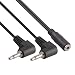 Wpeng 3.5mm 1/8 inch Female to 2 Dual 1/8 inch 3.5mm Male Right Angle 90 Degree Adapter Cord Y Splitter Cable - 6 inch(3.5F/2M)